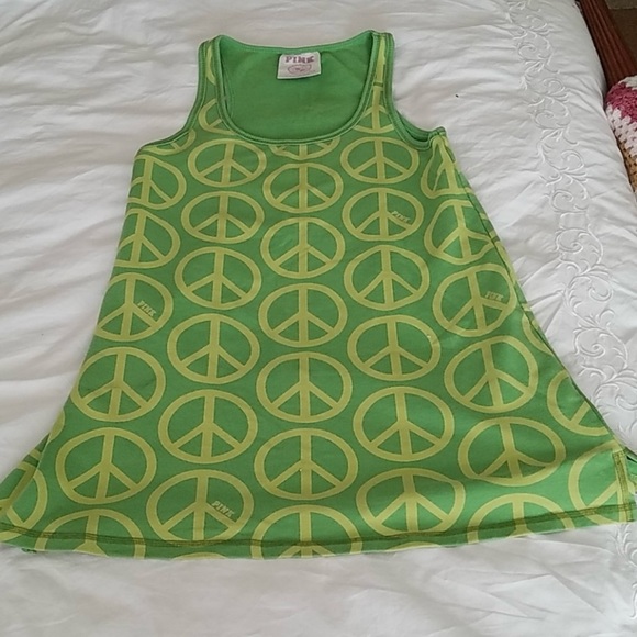 PINK Green Peace Signs Dress - M - Picture 2 of 5